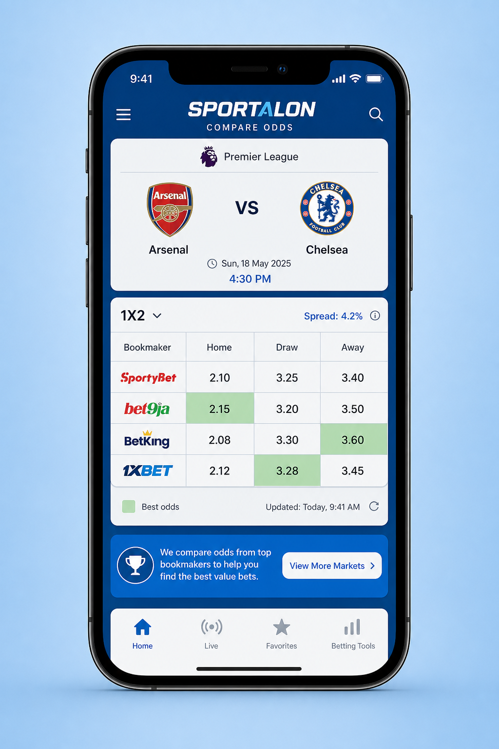 Compare odds on Sportalon